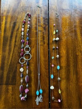 Women’s Pink & Turquoise Beaded Layered Necklace Set - set of 3